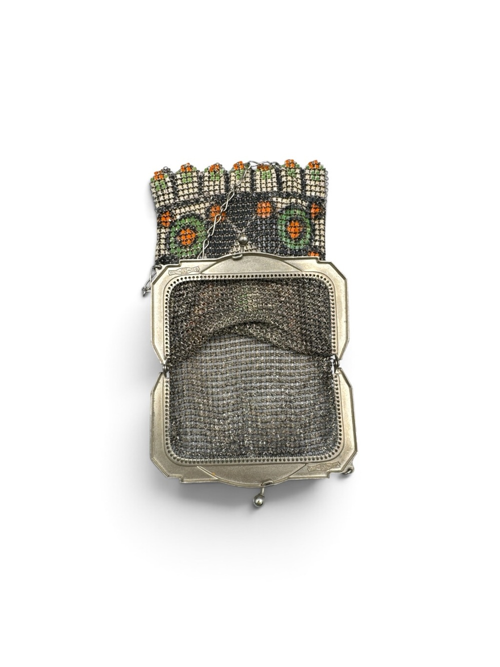 1920s Whiting & Davis Art Deco Enameled Mesh Flapper Evening Bag Purse - Picture 6 of 7
